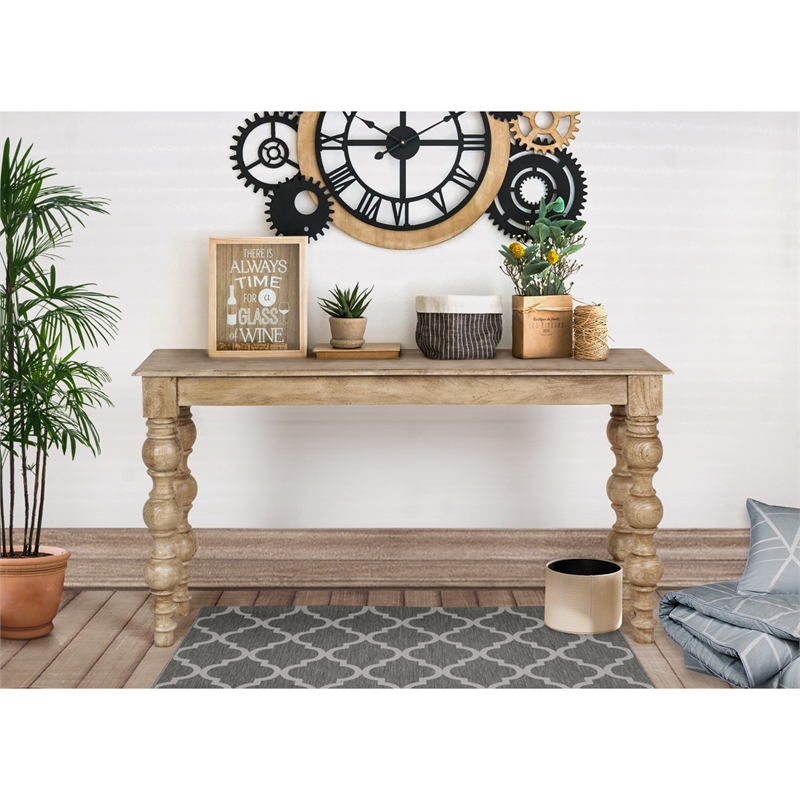 Casartis Living James Farmhouse Solid Mango Wood Console Table in Natural