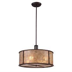 ELK Lighting Barringer 4-Light Pendant In Aged Bronze And Tan Mica Shade