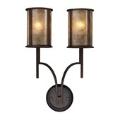 ELK Lighting Barringer 2-Light Sconce In Aged Bronze And Tan Mica Shades