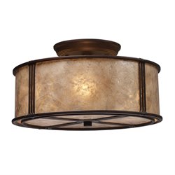 ELK Lighting Barringer 3-Light Semi-Flush In Aged Bronze And Tan Mica Shade