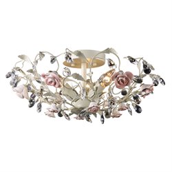 ELK Lighting Heritage 3-Light Semi-Flush In Cream And Porcelain Roses