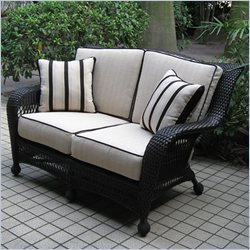 Outdoor Great Room Company Ebony Loveseat with 4 Piece Ivory Cushions