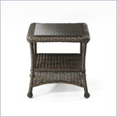 Balsam Wicker End Table with Glass Top