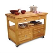 Catskill Craftsmen Grand Americana Butcher Block Island Workcenter in Natural Finish