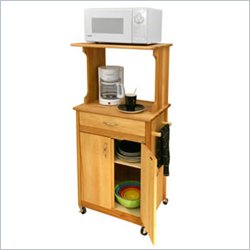 Catskill Craftsmen Microwave Space Saver Butcher Block Kitchen Cart in Natural Finish