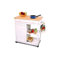 Catskill Craftsmen Preston Hollow White Kitchen Island Cart with Butcher Block by Catskill Craftsmen