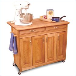 Catskill Craftsmen Super Island Natural Butcher Block Kitchen Cart with Breakfast Bar by Catskill Craftsmen