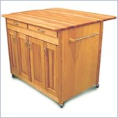 Catskill Craftsmen Super Island PLUS Butcher Block Kitchen Cart with Drop Leaf in Natural