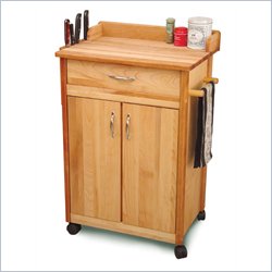 Catskill Craftsmen Birch Hardwood Butcher Block Kitchen Cart in Natural Finish