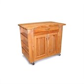 Catskill Craftsmen Deep Storage Large Butcher Block Kitchen Cart in Natural Finish
