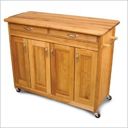 Catskill Craftsmen Super Island Butcher Block Kitchen Cart in Natural Finish by Catskill Craftsmen