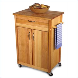 Catskill Craftsmen Mid Size Butcher Block Kitchen Cart in Natural Finish