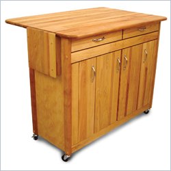 Catskill Craftsmen Super Island Butcher Block Kitchen Cartwith Drop Leaf in Natural Finish by Catskill Craftsmen