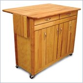 Catskill Craftsmen Super Island Butcher Block Kitchen Cart with Drop Leaf in Natural Finish
