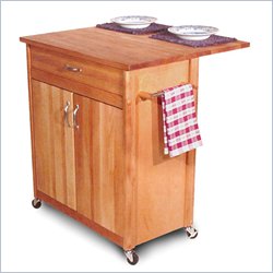 Catskill Craftsmen Cuisine Butcher Block Kitchen Cart with Drop Leaf in Natural Finish