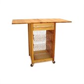 Catskill Craftsmen Basket Butcher Block Kitchen Cart with 2 Drop Leaves in Natural Finish