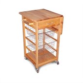 Catskill Craftsmen Birch Hardwood Cuisine Butcher Block Kitchen Cart in Natural Finish