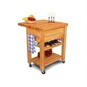 Catskill Craftsmen Baby Grand Butcher Block Workcenter with Wine Rack in Natural