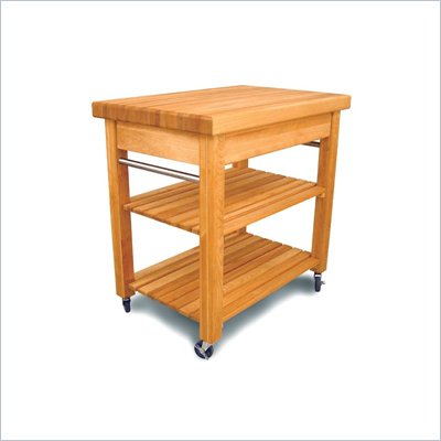 Catskill Craftsmen French Country Small Butcher Block Kitchen Cart in Natural Finish