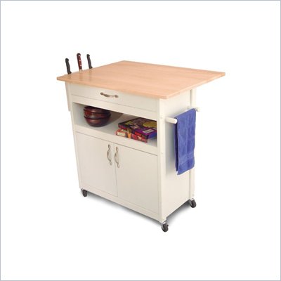 Catskill Craftsmen Butcher Block Kitchen Cart in White