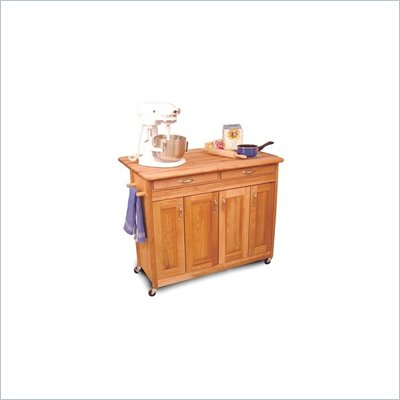 Catskill Craftsmen Super Island Natural Butcher Block Kitchen Cart with Breakfast Bar