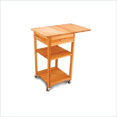 Catskill Craftsmen Drop Leaf Butcher Block Kitchen Cart in Natural Finish