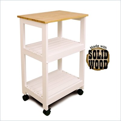 Catskill Craftsmen Microwave/Utility Butcher Block Kitchen Cart in White