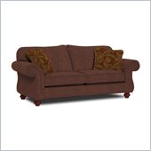 Broyhill Cierra Rust Brown Upholstered Loveseat with Cherry Wood Stain