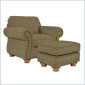 Broyhill Laramie Olive Chair with Attic Heirlooms Wood Stain