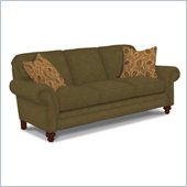 Broyhill Larissa Green Olive Queen Goodnight Sleeper Sofa with Cherry Wood Finish