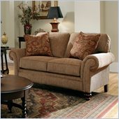 Broyhill Larissa Brown Two Seat Loveseat with Cherry Wood Finish