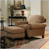 Broyhill Larissa 2 Piece Brown Chair and Ottoman Set with Cherry Wood  in Cherry