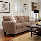 Broyhill Maddie Microfiber Mocha Sofa with Affinity Wood Finish