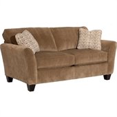 Broyhill Maddie Microfiber Mocha 74 Inch Apartment Sofa with Affinity Wood Finish