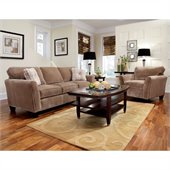 Broyhill Maddie 2 Piece Microfiber Mocha Sofa & Chair Set with Affinity Wood Finish