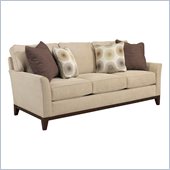 Broyhill Perspectives Three Seat Beige Sofa with Cognac Wood Finish