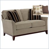 Broyhill Perspectives Two Seat Beige Loveseat with Cognac Wood Finish