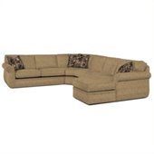 Broyhill Veronica Upholstered RAF Chaise Sectional Sofa in Green Microfiber