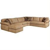 Broyhill Veronica Upholstered LAF Chaise Sectional Sofa in Green Microfiber