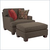 Broyhill Westport Dark Greyish Brown Chair And Ottoman with Walnut Wood Finish