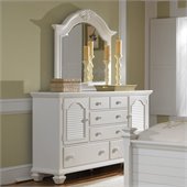 Broyhill Mirren Harbor 5 Drawer 2 Door Dresser and Mirror Set in White