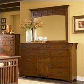 Broyhill Artisan Ridge Door Dresser with Mirror Set in Warm Nutmeg