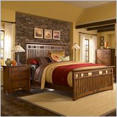 Broyhill Artisan Ridge Slat Bed 3 Piece Bedroom Set in Warm Nutmeg