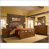 Broyhill Artisan Ridge Slat Bed 4 Piece Bedroom Set in Warm Nutmeg