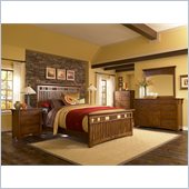 Broyhill Artisan Ridge Slat Bed 5 Piece Bedroom Set in Warm Nutmeg