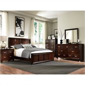 Broyhill Eastlake 2 Panel Bed 5 Piece Bedroom Set in Warm Brown Cherry