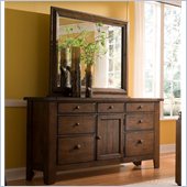 Broyhill Attic Heirlooms Oak Stain 7 Drawer Door Dresser w/ Mirror