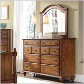 Broyhill Hayden Place 8 Drawer Dresser and Arched Mirror Set in Oak