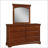 Broyhill Rhone Manor 6 Drawer Dresser with Mirror Set in Toffee