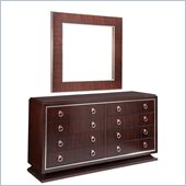 Broyhill Pinstripe 8 Drawer Double Dresser and Mirror Set in Dark Mahogany